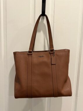 Coach Leather Pebbled Tote in Cognac